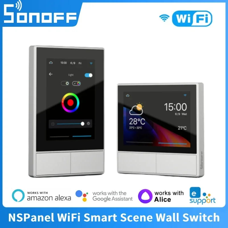 SONOFF NSPanel – Slim Home Control Panel & Wand­schakelaar | EU/US | Touchscreen, Thermostaat, Alexa & Google
