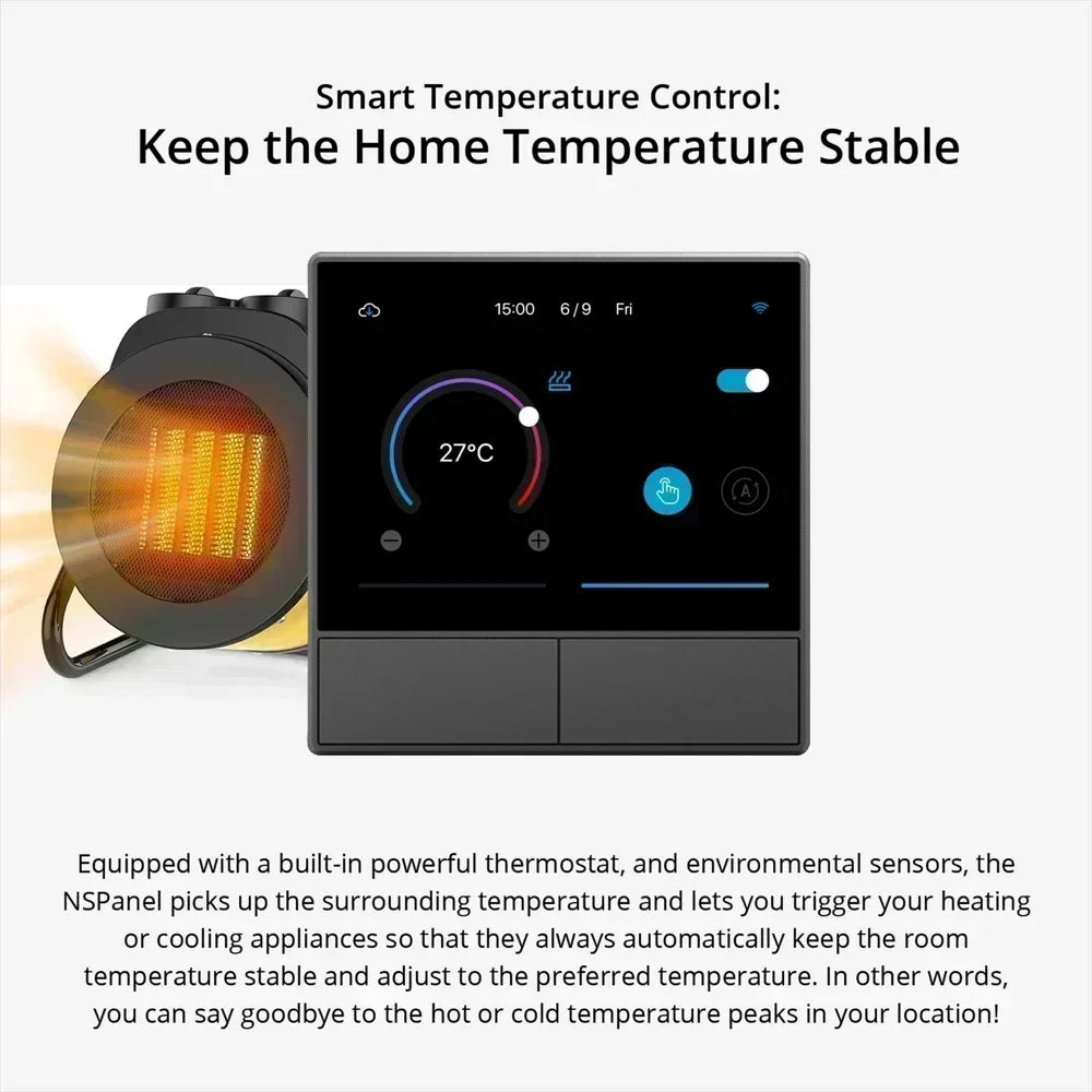 SONOFF NSPanel – Slim Home Control Panel & Wand­schakelaar | EU/US | Touchscreen, Thermostaat, Alexa & Google